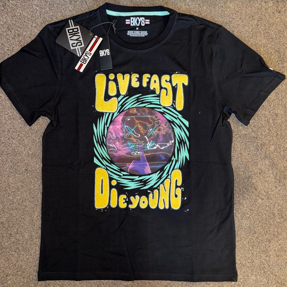 Men's Live Fast Graphic BKYS Tee - Black